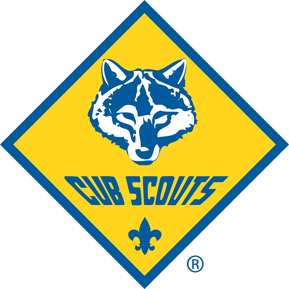 Cub Scout logo, featuring the head of a wolf and the text 'Cub Scouts'